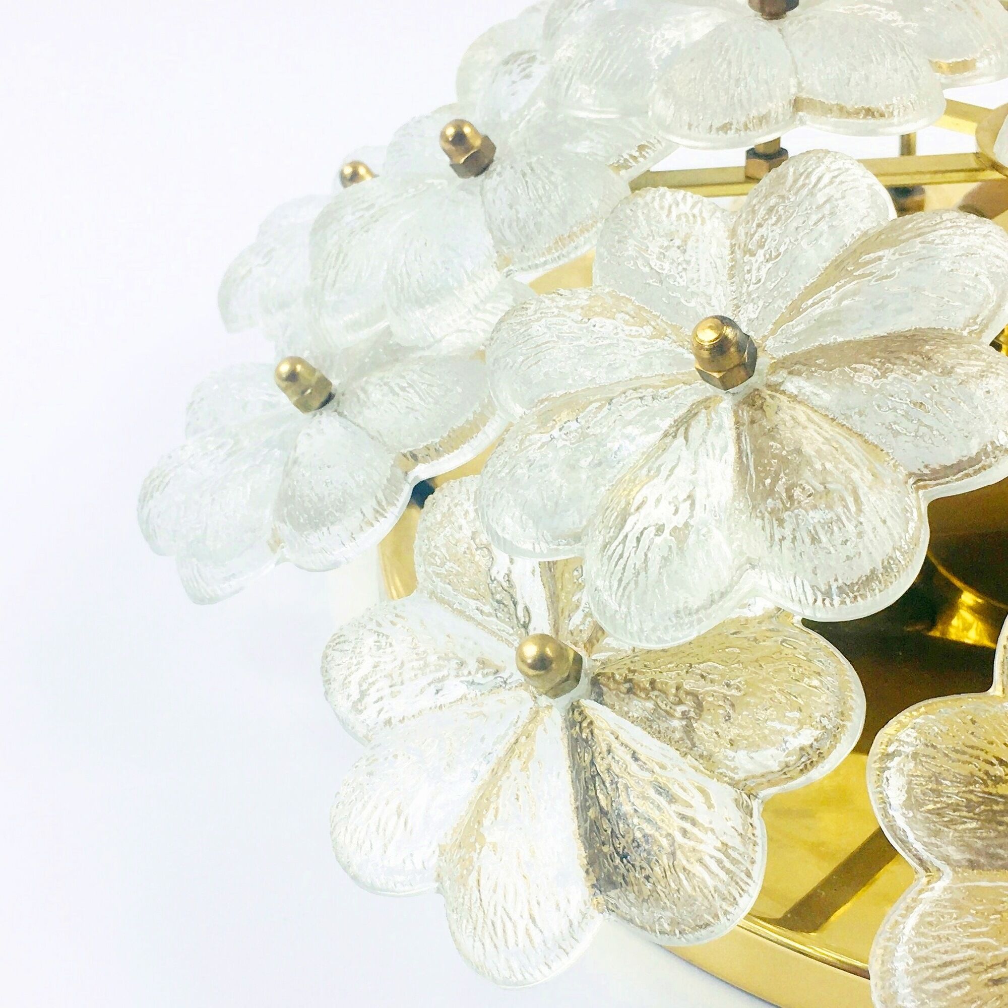 Mid-Century Floral Murano Glass Flush Mount by Ernst Palme for Palwa, Germany, 1960s