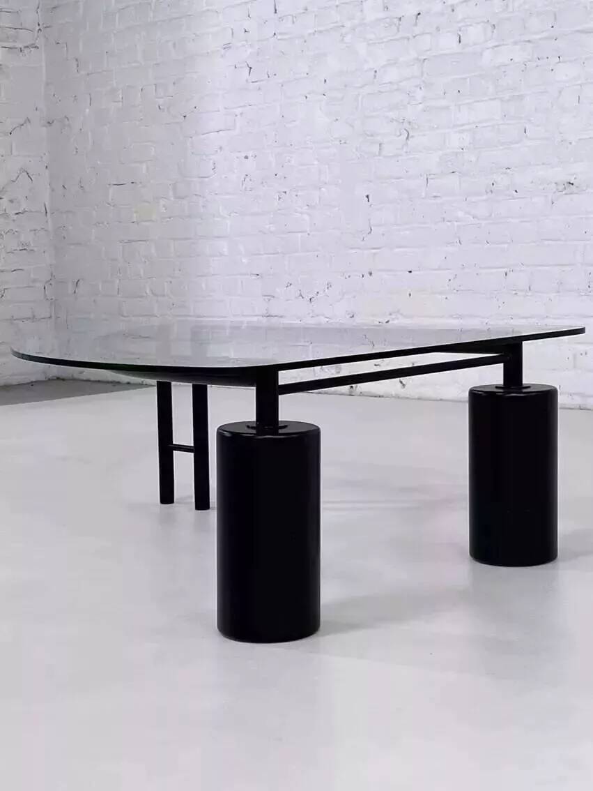 80s coffee table in metal and glass