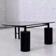 80s coffee table in metal and glass