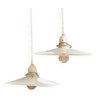 Pair of opaline bistro 1920 porcelain sockets