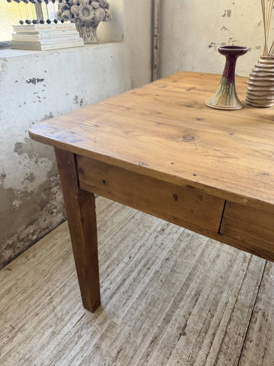 Table de ferme XL 220 cm pin 1950