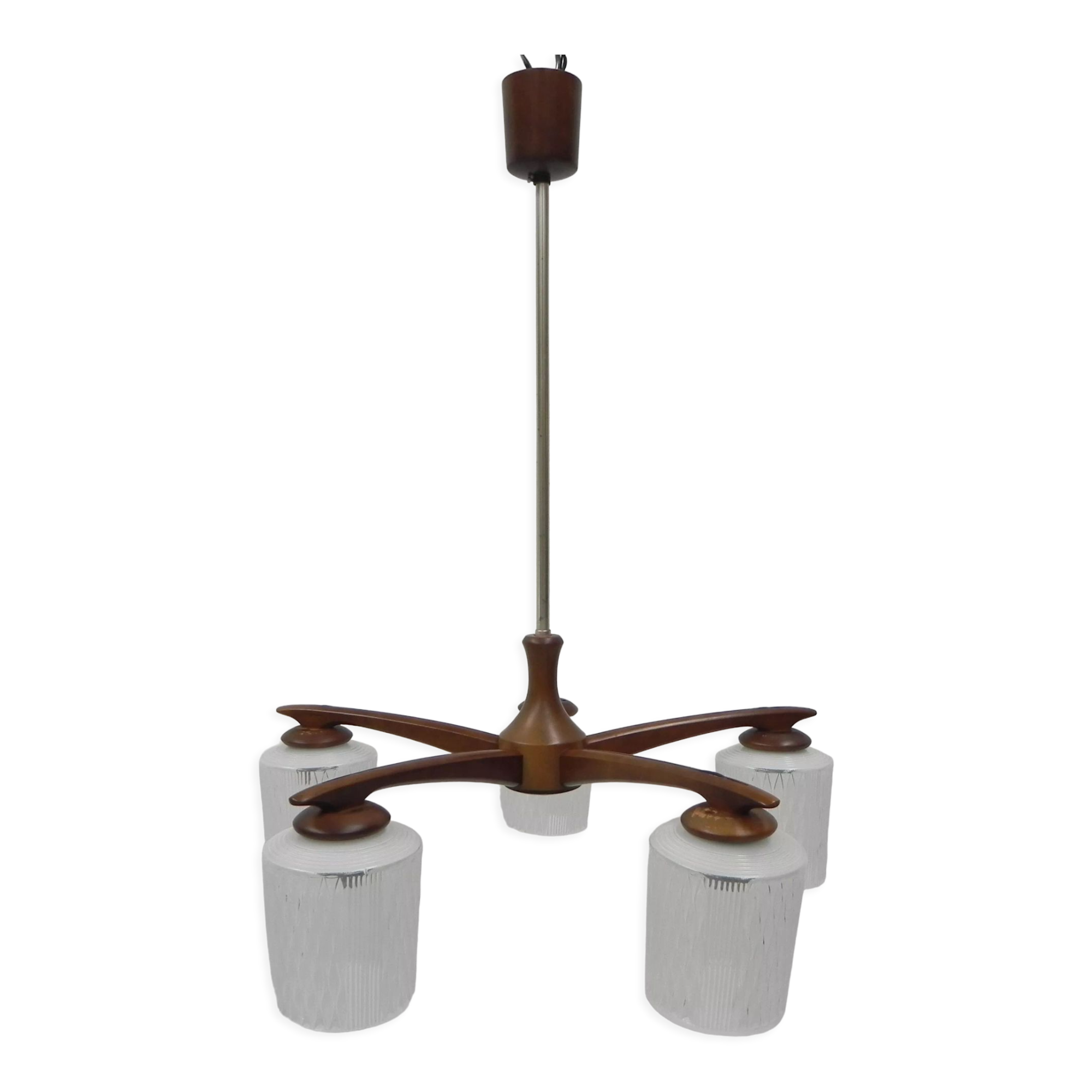 Vintage hanging lamp with 5 glass shades