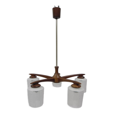 Suspension vintage avec 5 abat-jours en verre