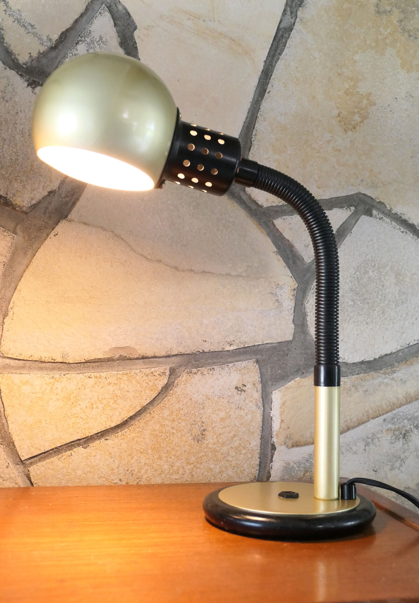 Tablle lamp or desk aluminor 1970's rare golden color