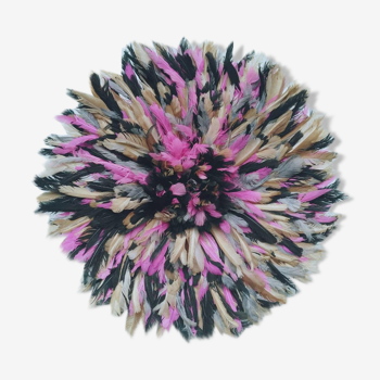 Juju hat moucheté rose noir beige et gris de 60 cm