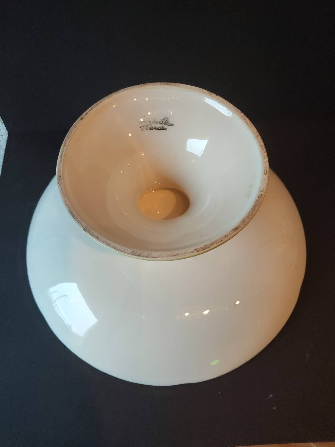 Vintage Lunéville compote dish with exotic fruit decoration from the 1960s.