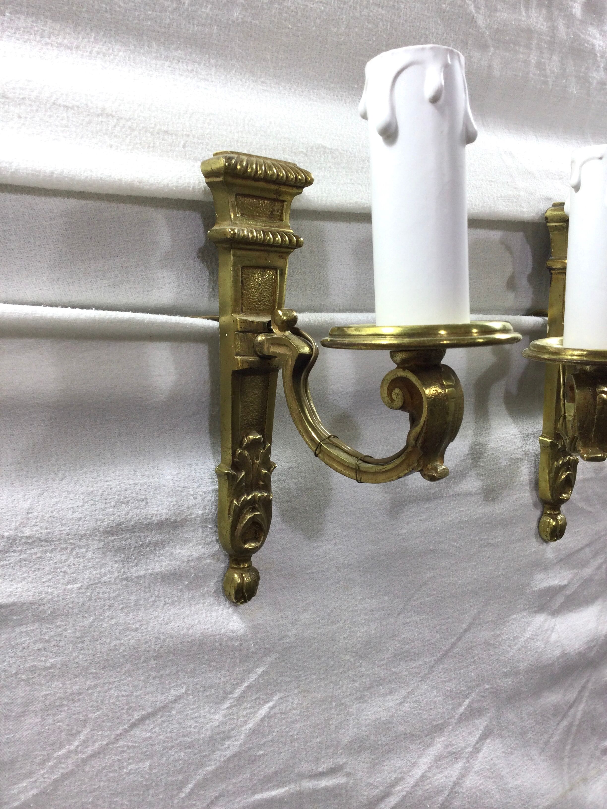 Set of 3 bronze wall lamps Louis XVI style