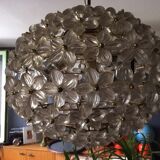 Vintage floral ball hanging lamp, 3 lights 60s