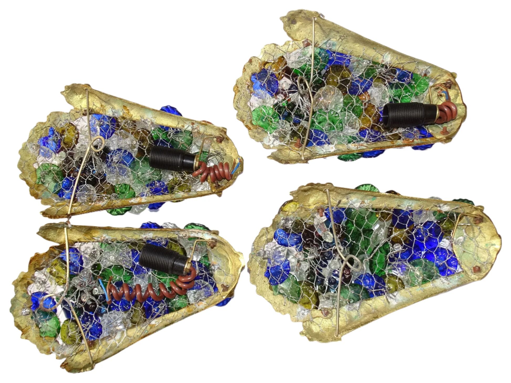 Appliques murales vintage italiennes en verre de Murano, lot de quatre