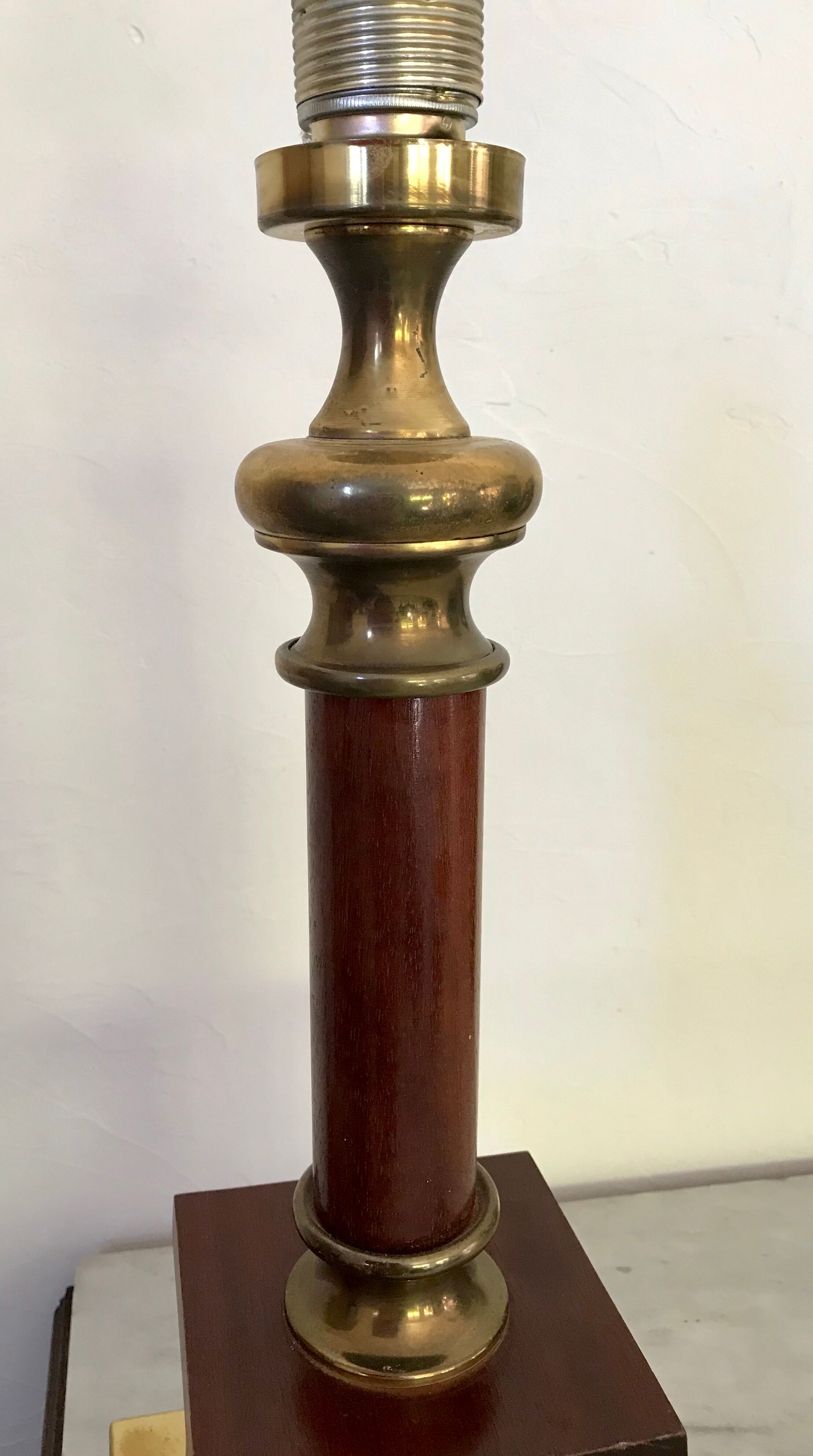 Vintage wood and brass lamp