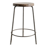 French Mid Century Wooden Iron High Bar Stool by Pierre Jeanneret, 1950s