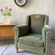 Vintage club armchair in green/khaki velvet fabric