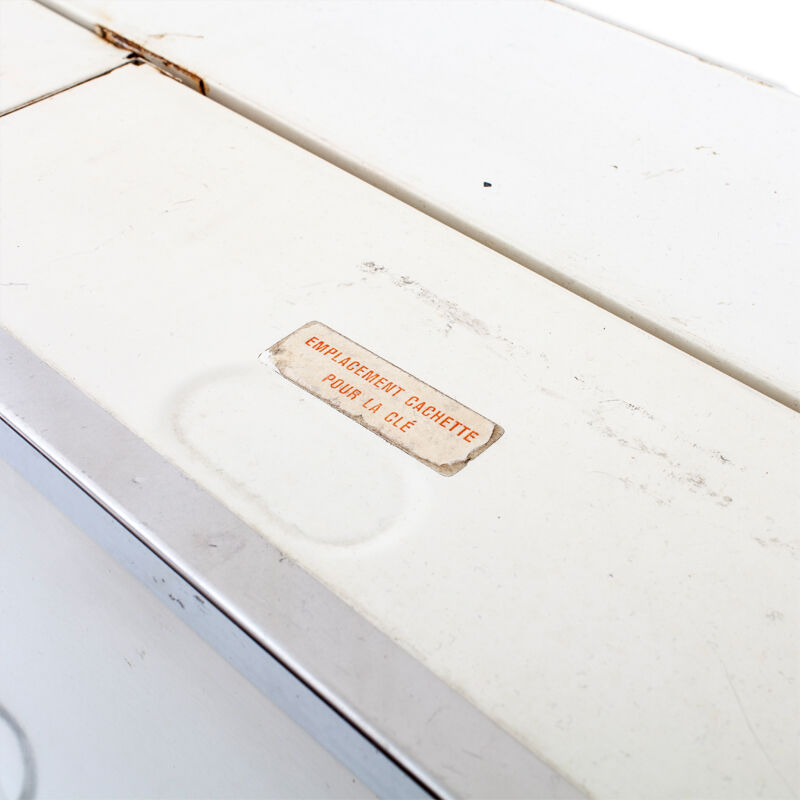 Medicine cabinet space metal double door with key Nightingale vintage