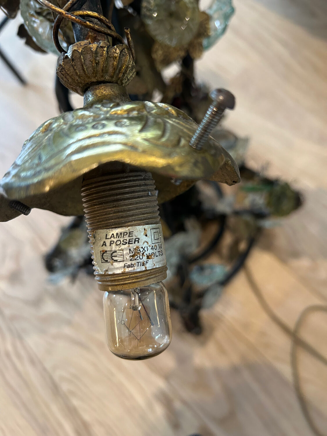 Tief lamp signed – Athena type cluster model – blown glass paste