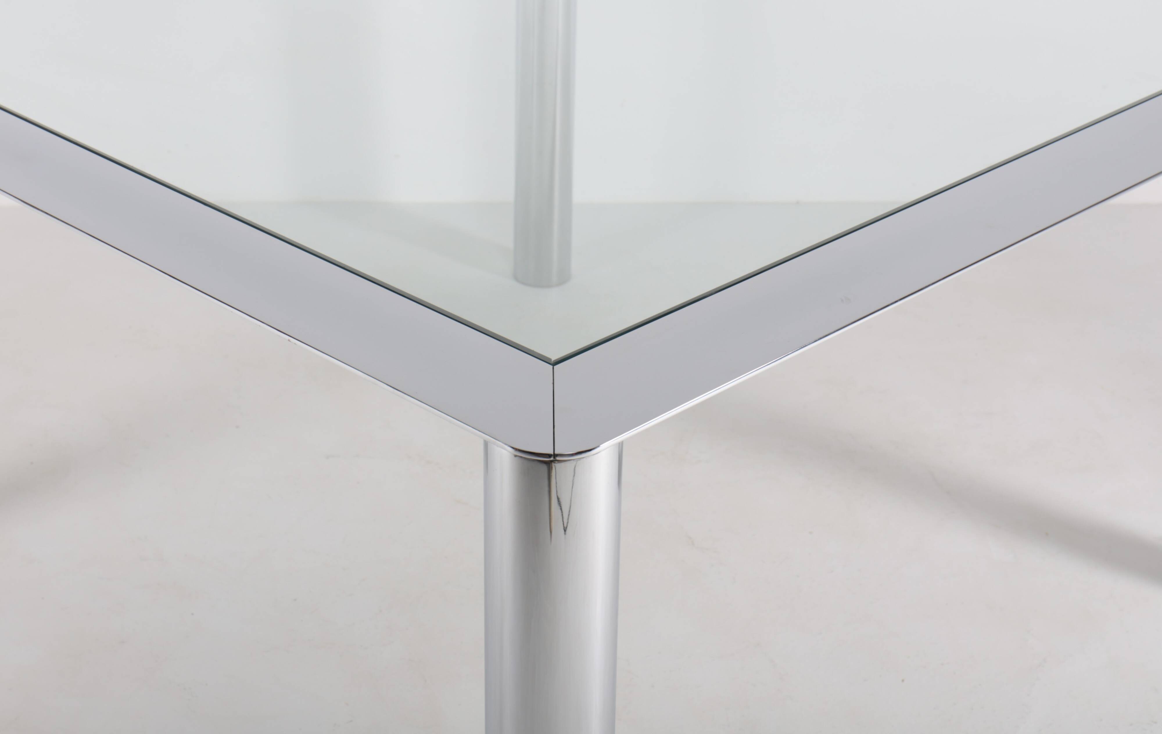 Square chrome-plated steel table by Sergio Mazza for Cinova, Italy, 1970s