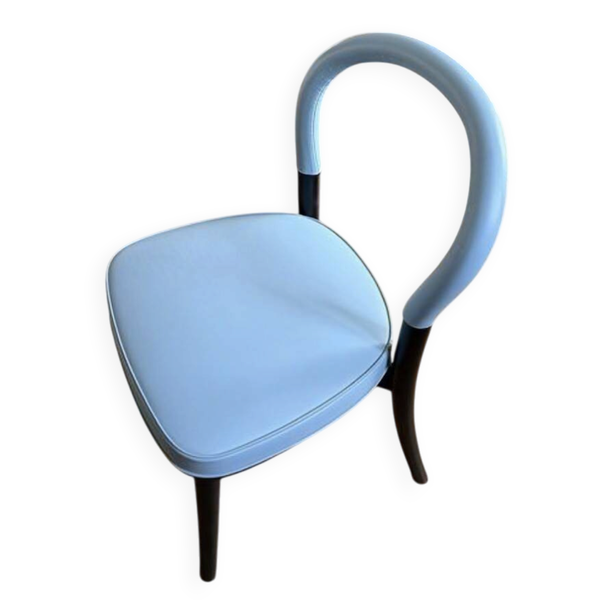 Set of 4 Göteborg chairs by Erik Gunnar Asplund for Cassina, blue leather.