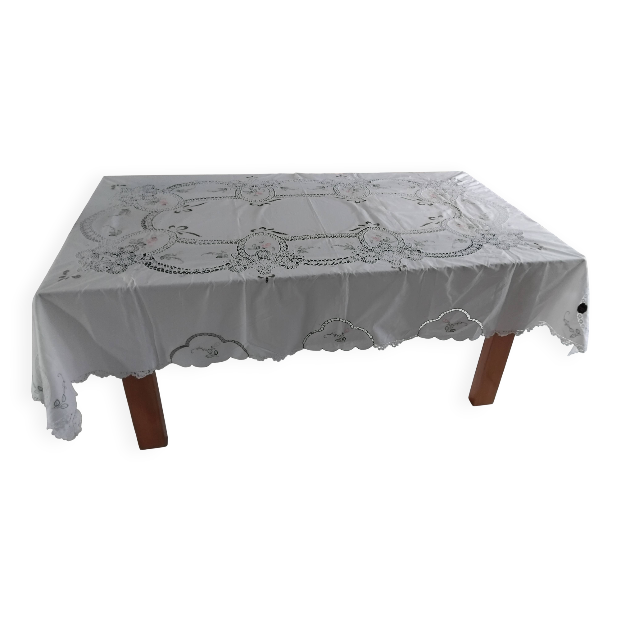 Vintage embroidered old tablecloth