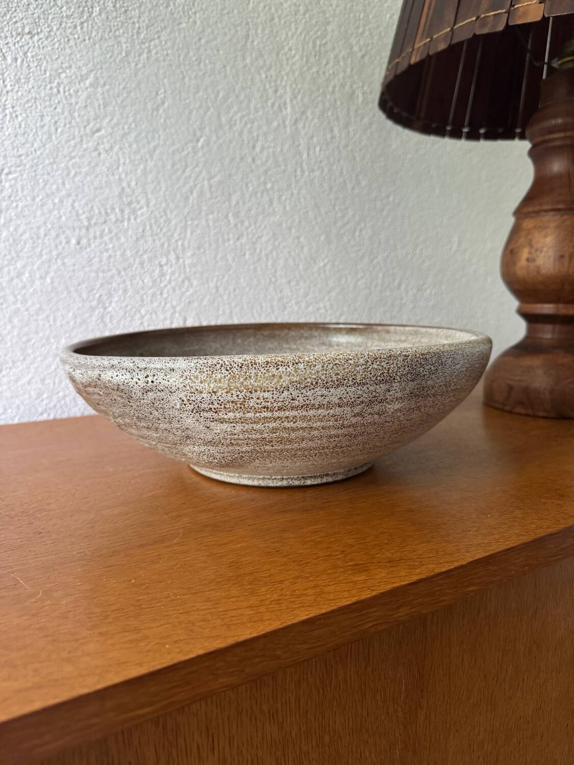 Large glazed stoneware bowl from the 60s