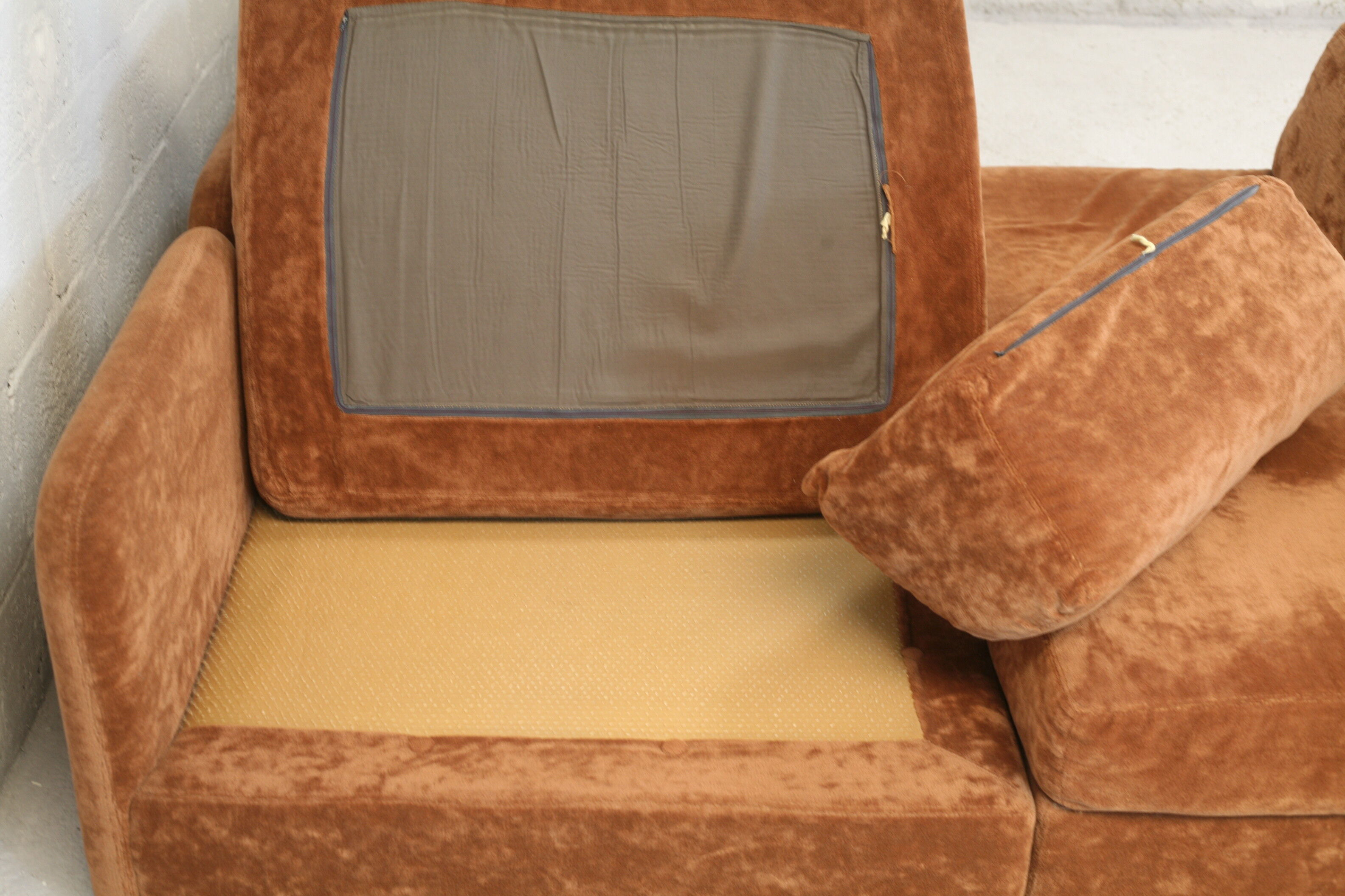 70s modular sofa, light brown velvet