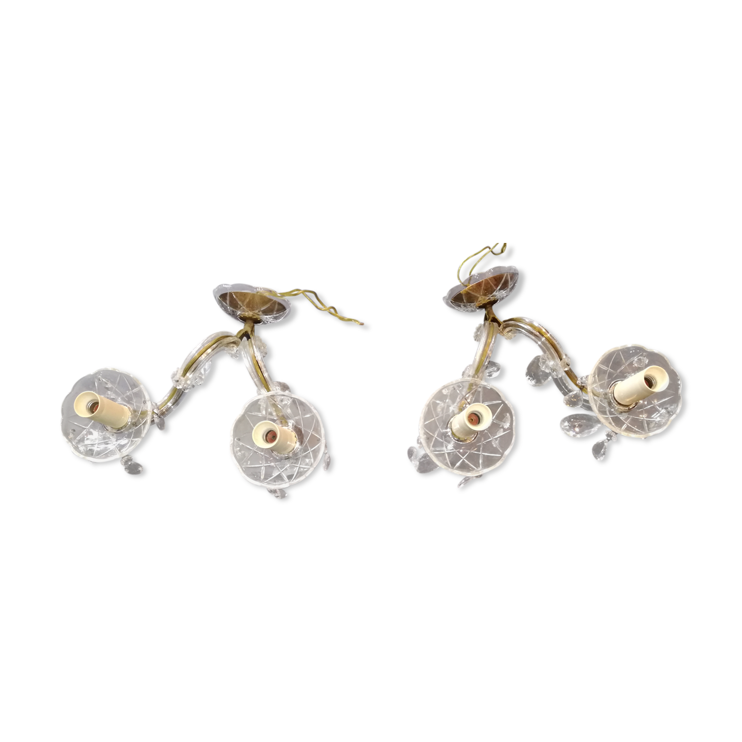 Two sconces 2 glass lights and crystal stamps