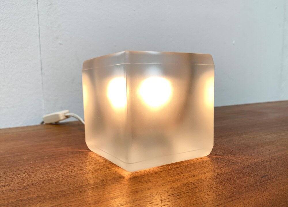 Vintage German glass cube table lamp TA 14 by Peill & Putzler, 1970s.