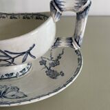 Sauce boat in blue iron earth Sarreguemines model Carmen