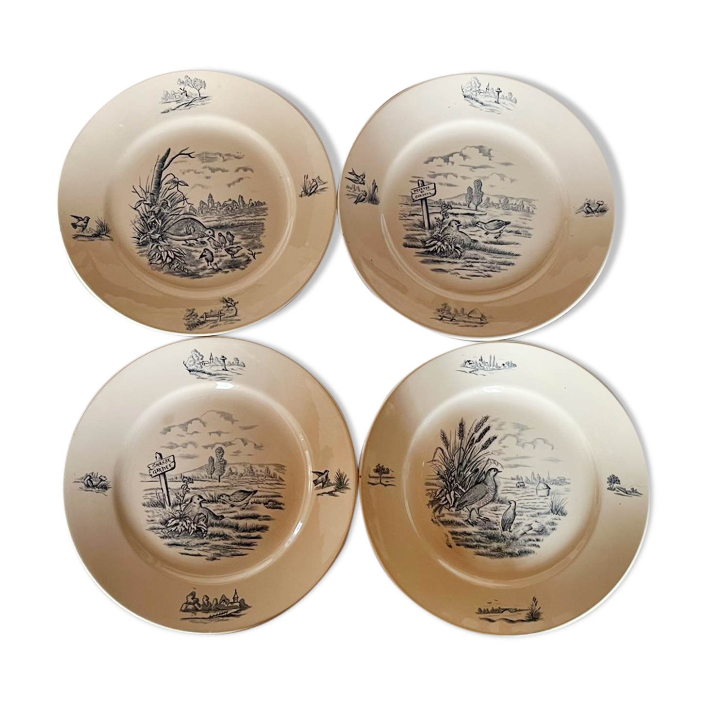 Lot of 4 old Longchamp plates