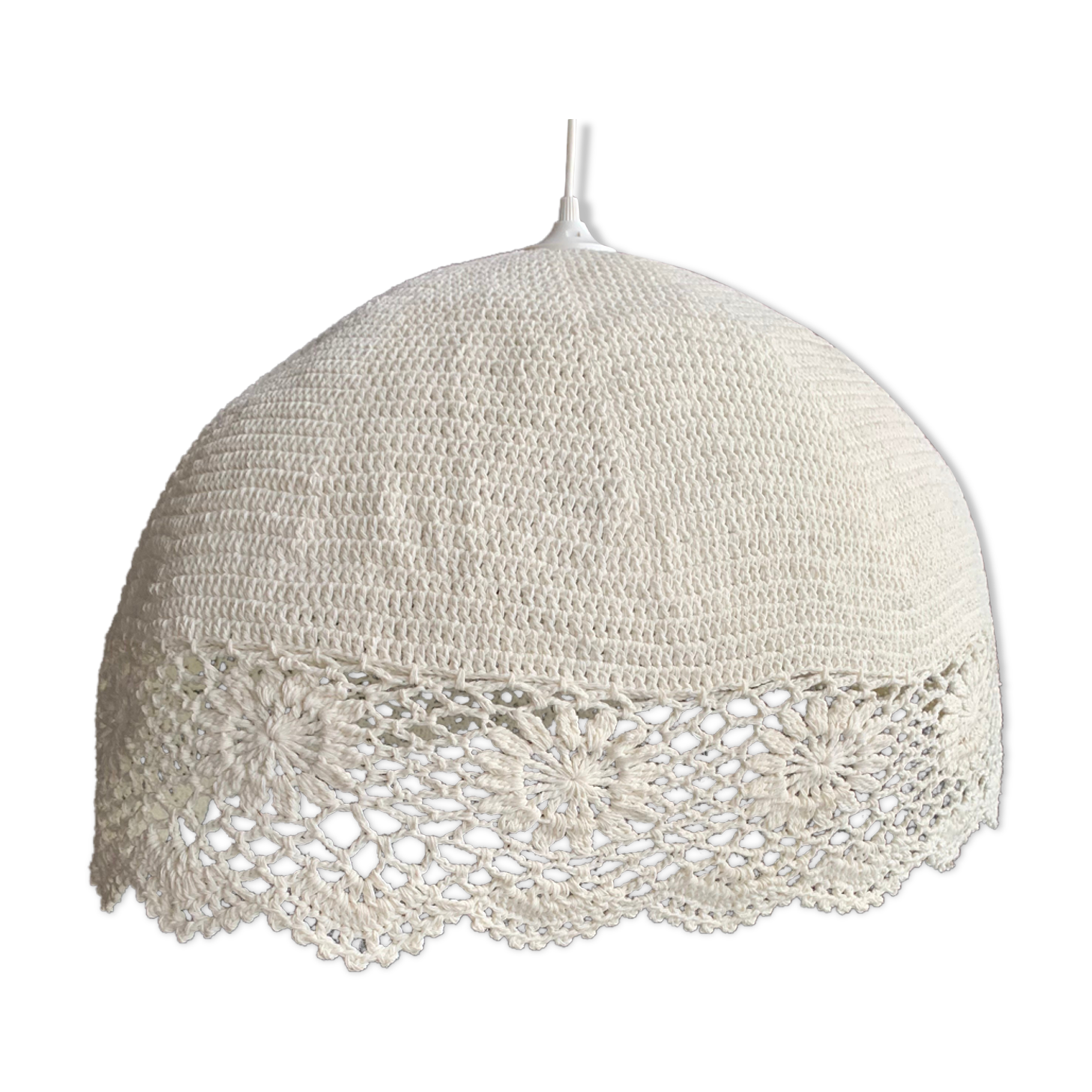 Very large white crochet hanging