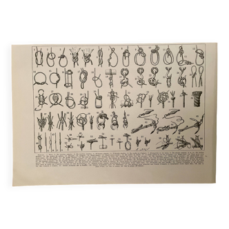 Lithographie sur les noeuds marins - 1930