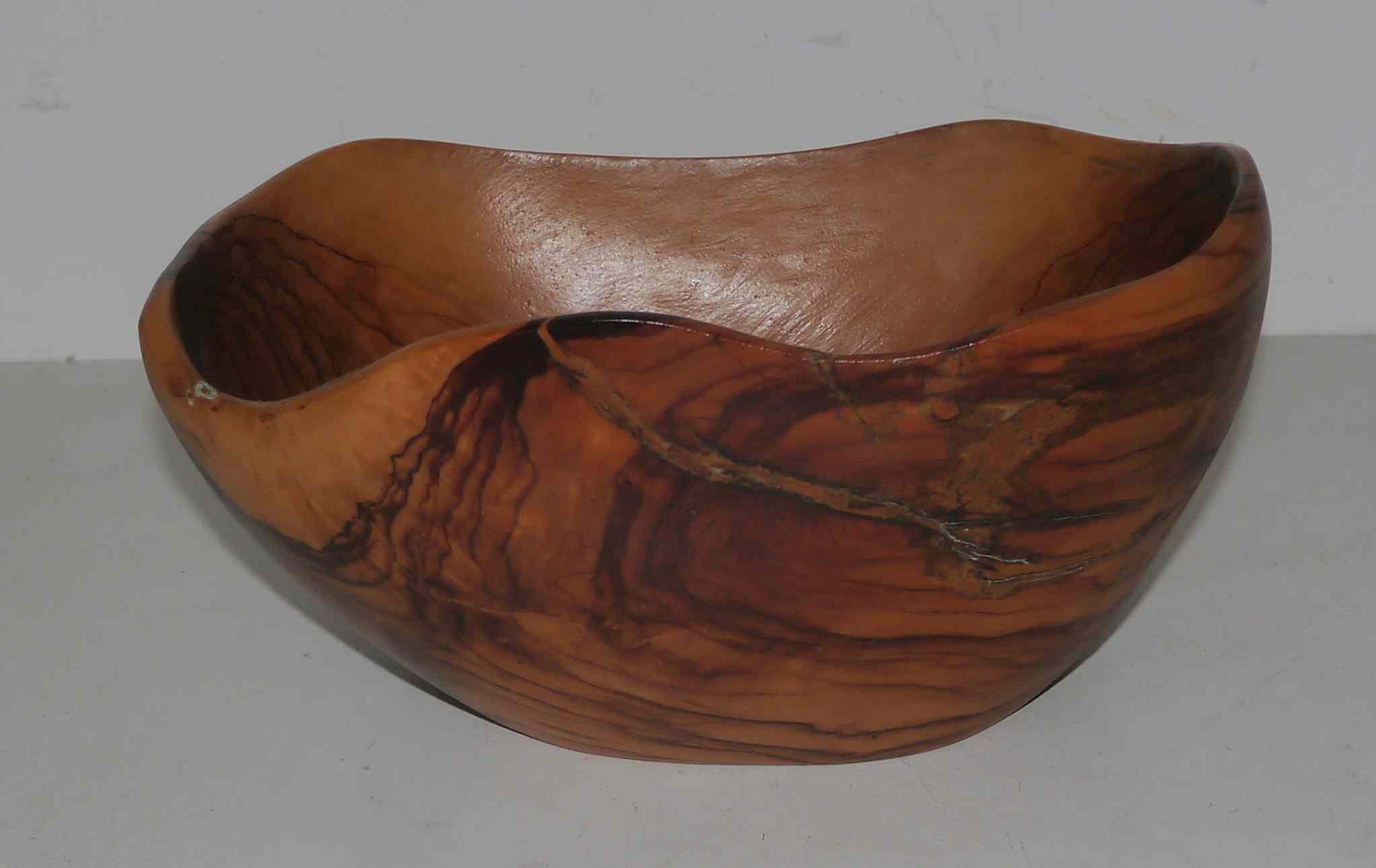 Old olive salad dish signed "Tony Bain Vallauris"