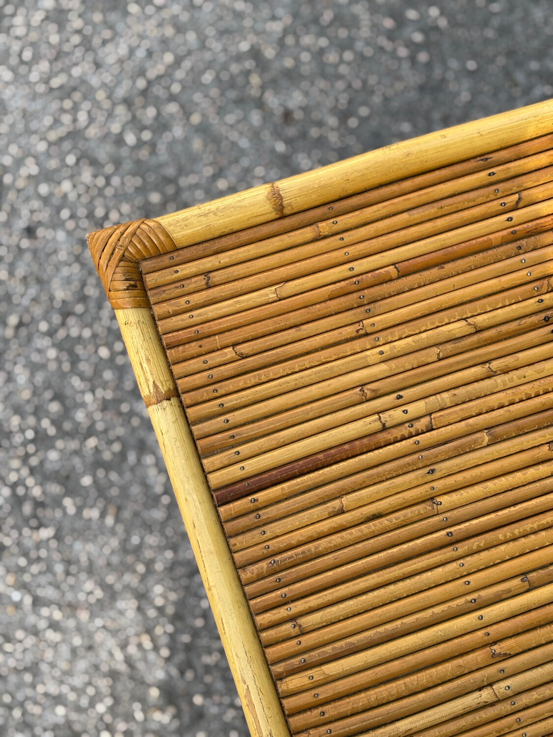Table basse en bambou et rotin 1960