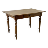 Antique desk table with turned legs in solid walnut