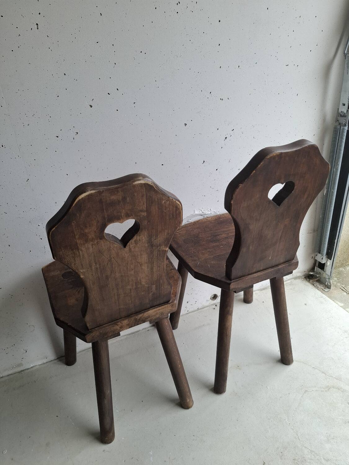 Pair of antique Alsatian wooden chairs