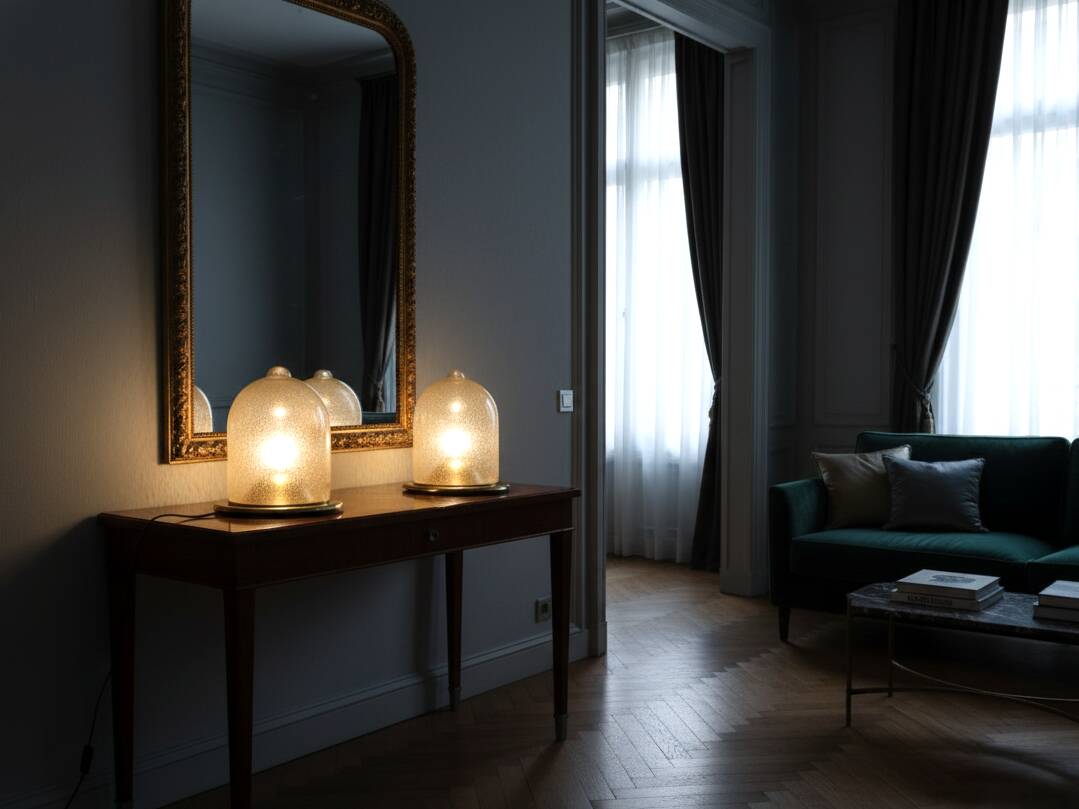 Pair of La Murrina 1970s dome lamps pulegoso glass & gilded brass