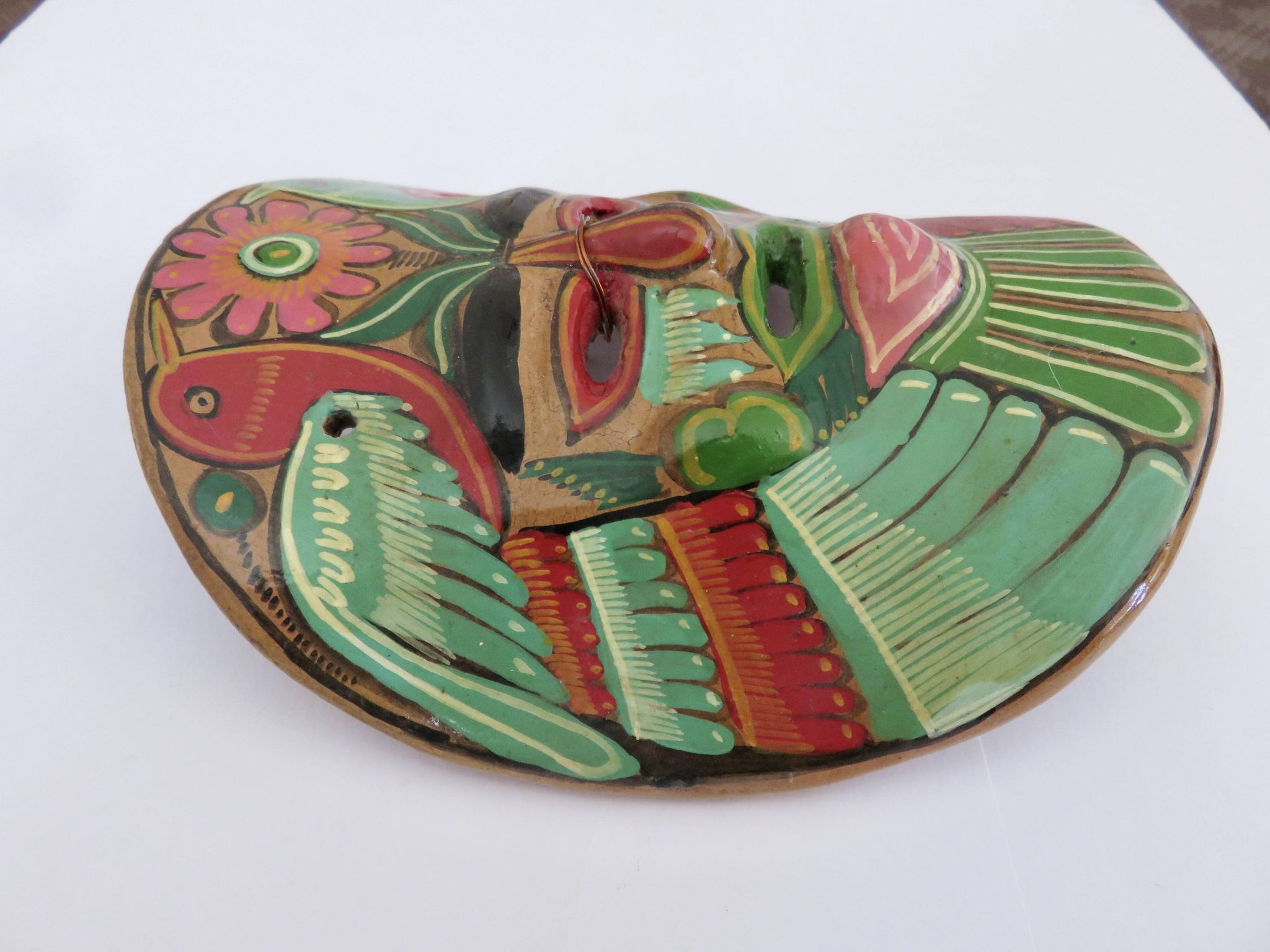 Mexican terracotta mask, Mexican folk art, 1970s