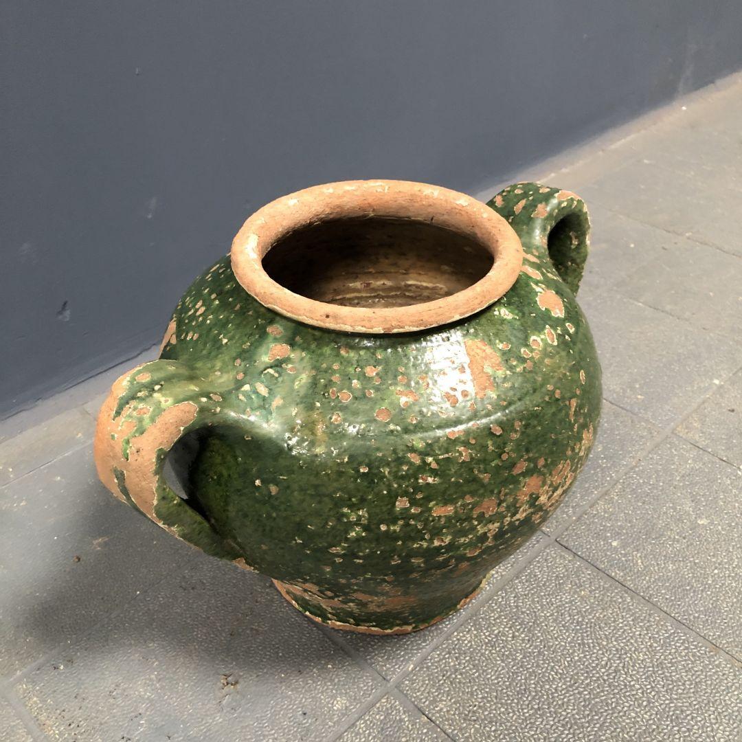 Dark green jug enamelled