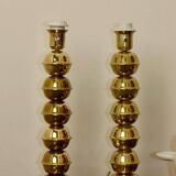 Pair Of Mid-Century Tall Swedish Brass Bobbin Lamps by  Kosta Elammatur, 1960/70's.
