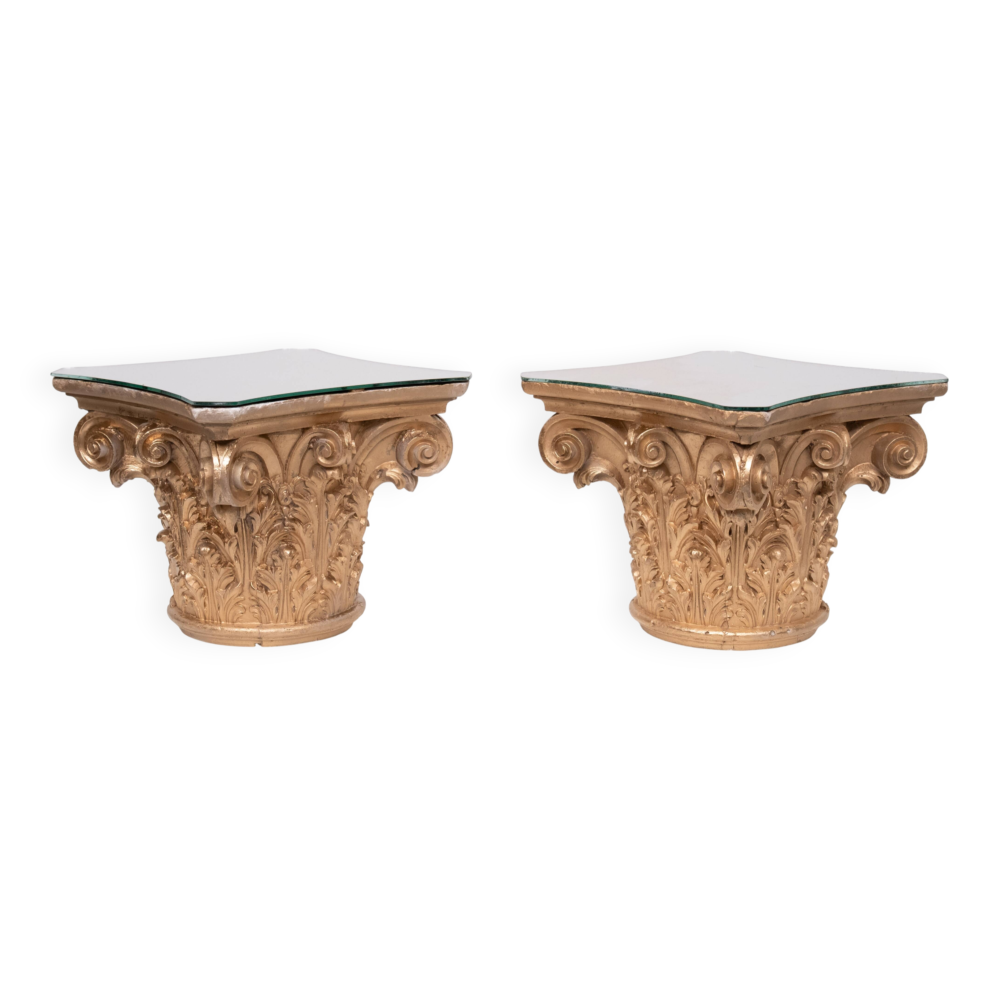 Corinthian capital side tables, 1970s