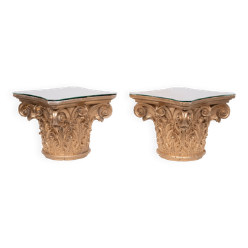Tables d'appoint à chapiteau corinthien, années 1970