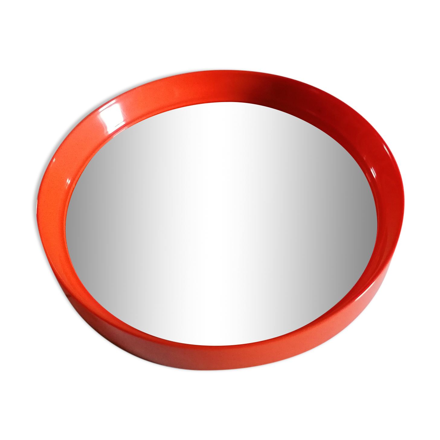 Vintage orange round wall mirror 60 70