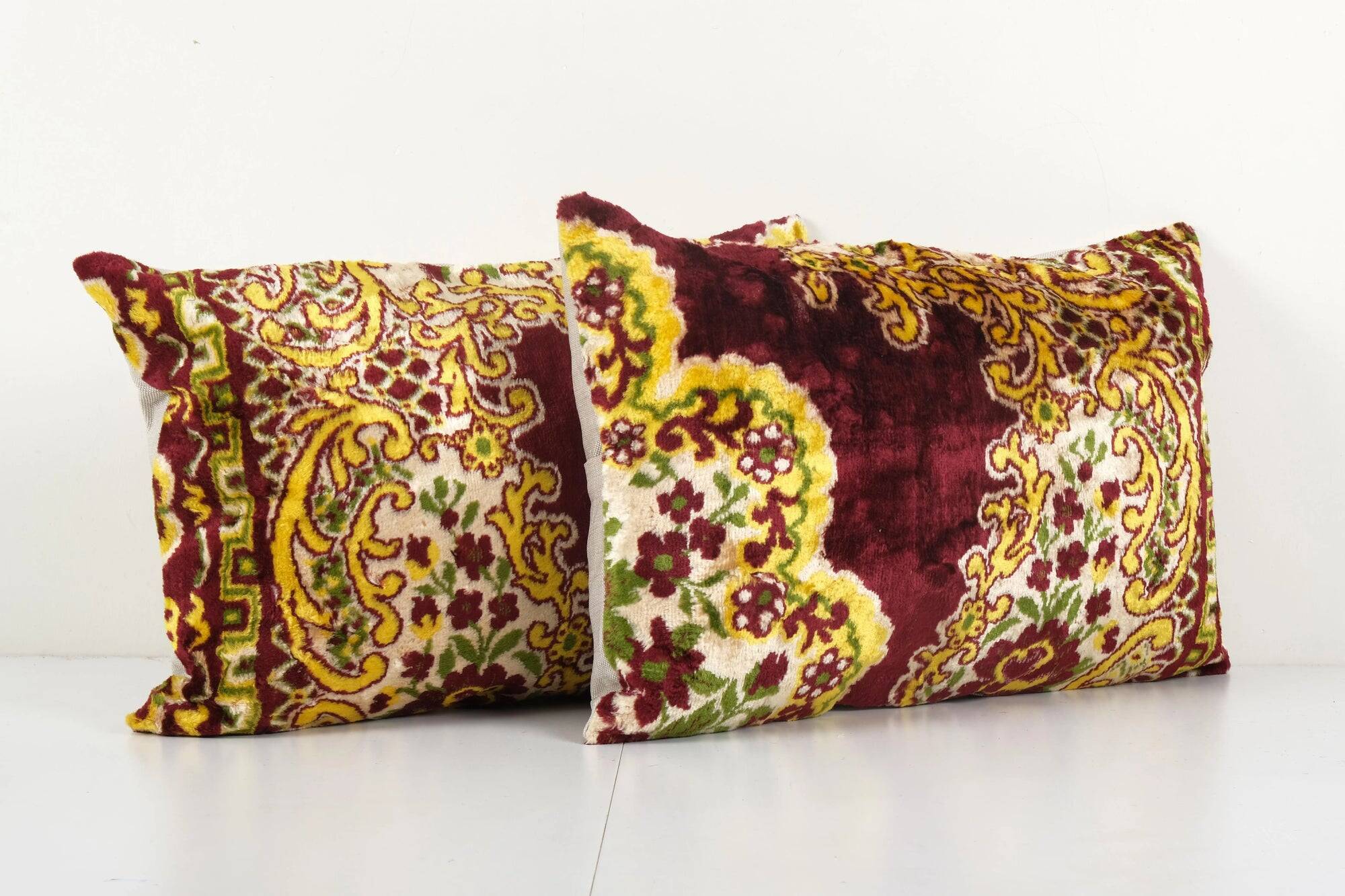 Set of 2 vintage velvet cushion covers 61x41 cm