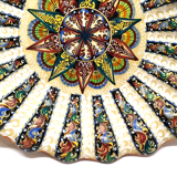 Ancien plat sur pied signé Pesaro Italia années 20 multicolore