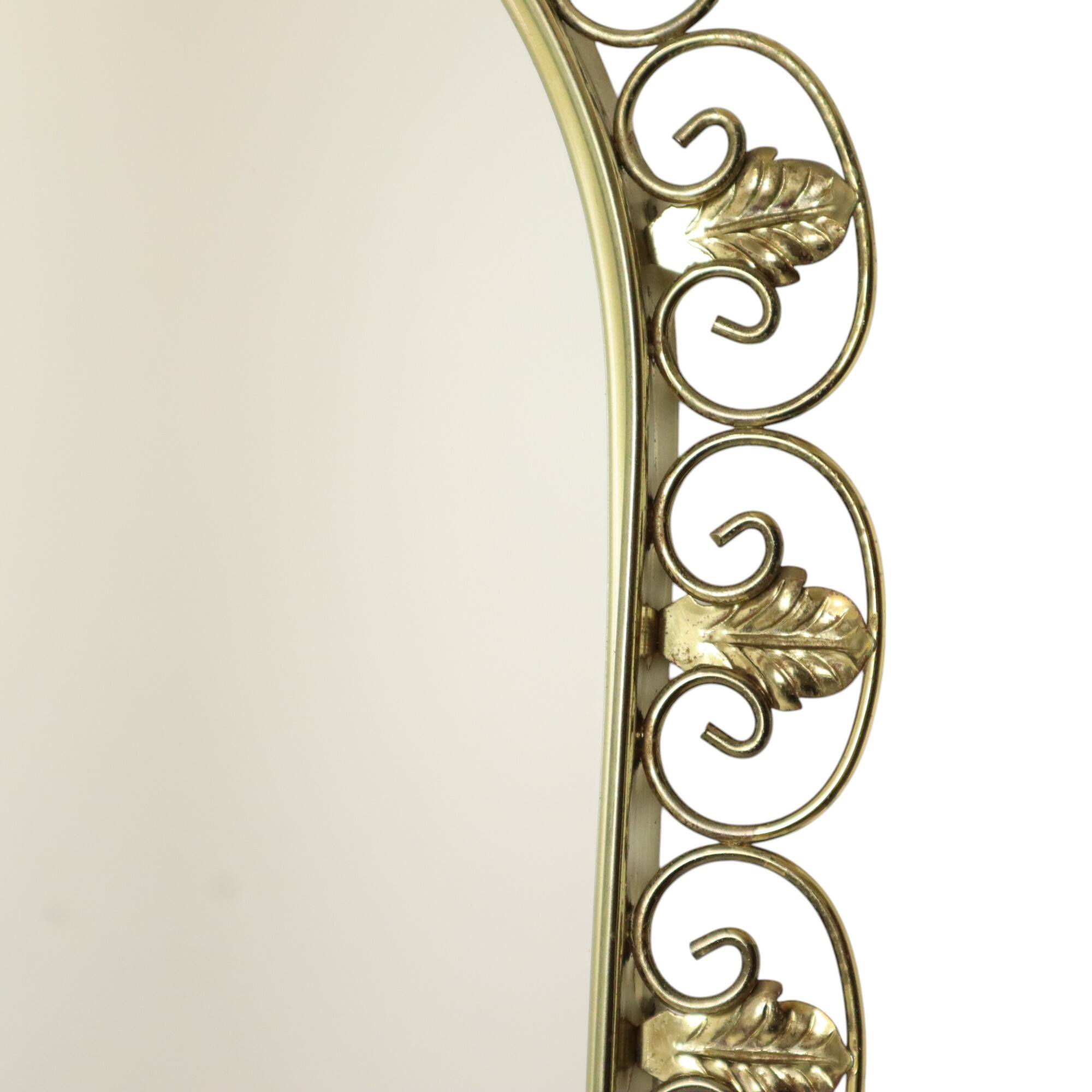 Miroir Deknudt Vintage Doré Métal Cuivré Acanthe