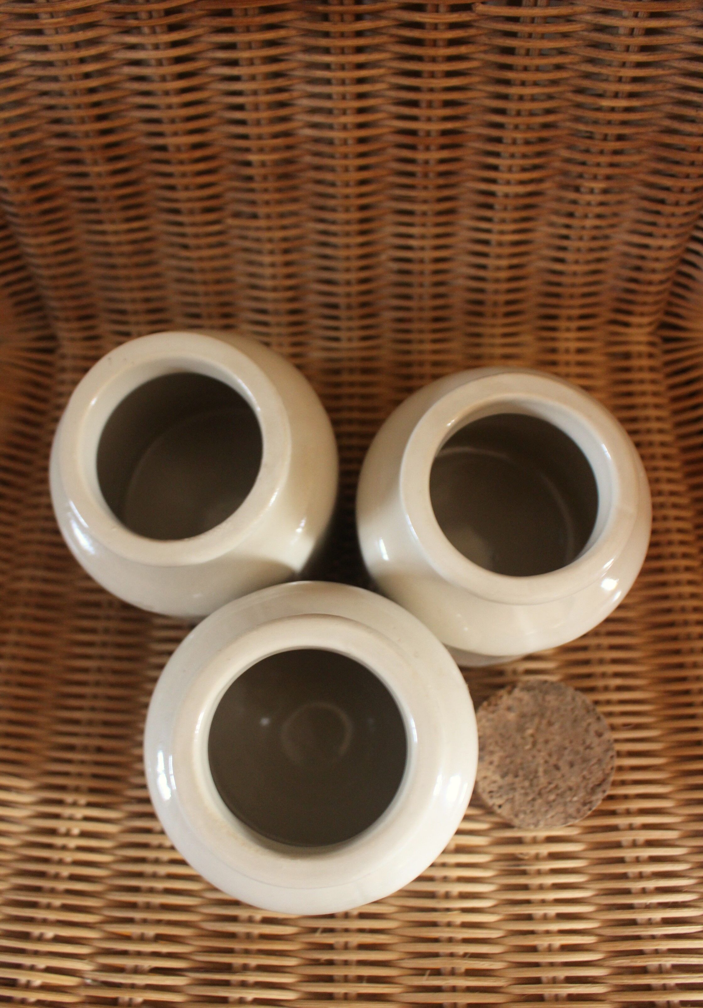 Lot 3 Pots Vernified Sandstone Lab Lagny