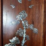 Pair old wood panels & mother-of-pearl Vietnam, Indochina around 1900 60x17 cm SB