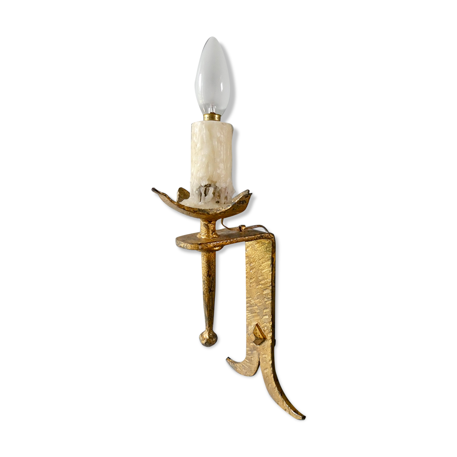 Gold metal flare wall lamp Ferro Art 60/70s