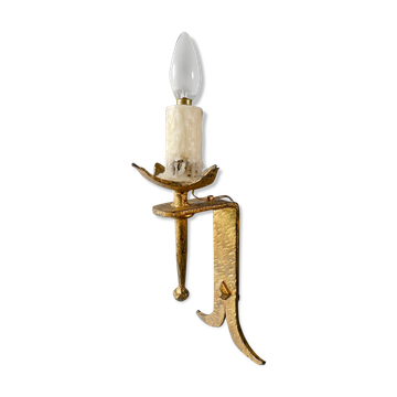Applique torchère en métal doré Ferro Art années 60/70