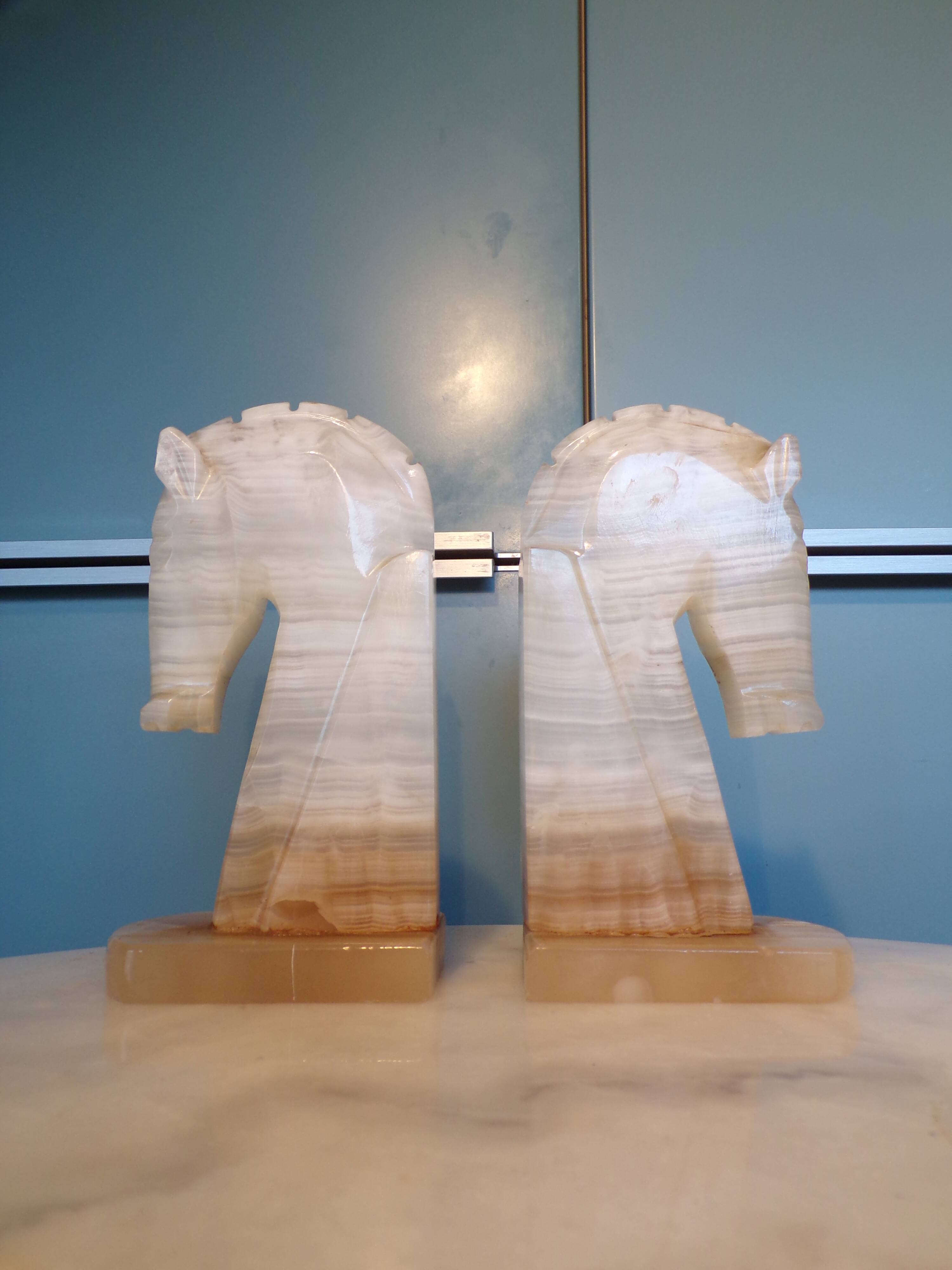 Pair of onyx horse bookends