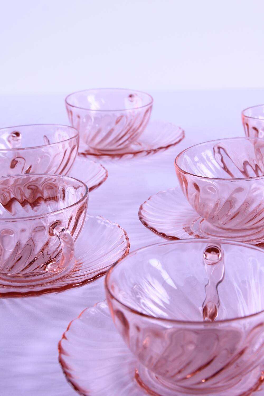 Rosaline pink glass coffee set