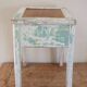 1950s chest stool in green and white painted wood